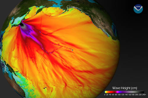branched energy flow in the pacific due after the Japanese tsunami