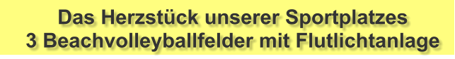 Das Herzstück unserer Sportplatzes    3 Beachvolleyballfelder mit Flutlichtanlage